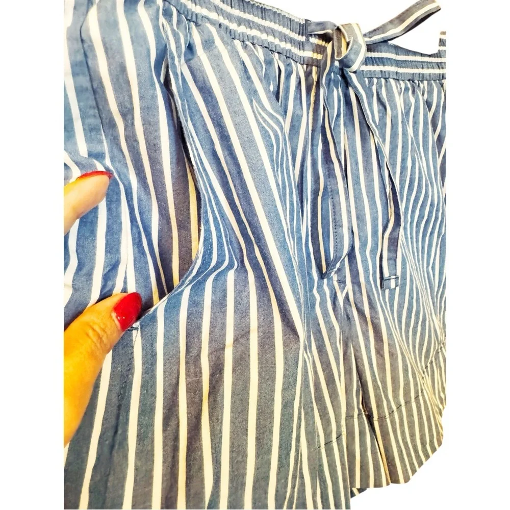 Banana Republic Midrise Drawstring Shorts – Blue & White Stripe (Size M) - Picture 6 of 8